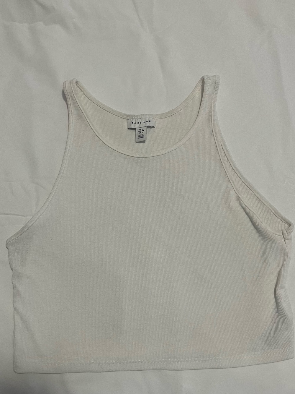 Topshop White Ribbed Crop Tank